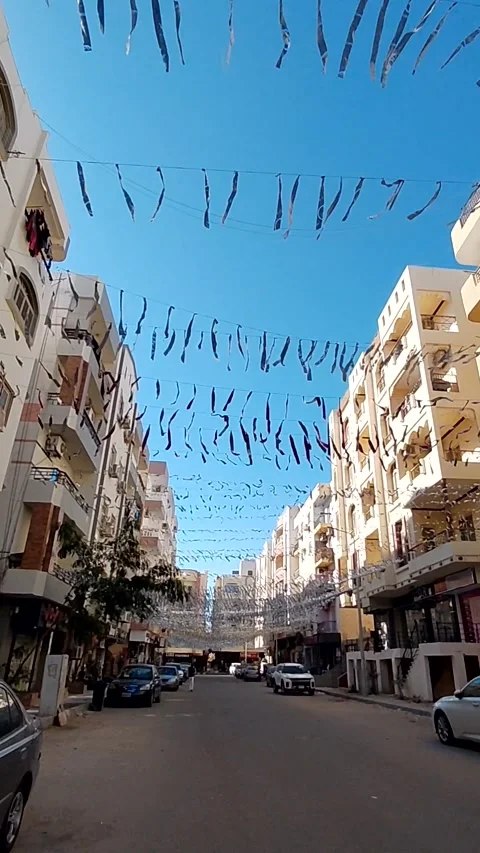 Hurghada, Egypt - March 2 2026: a festive street Stock Footage 336196549