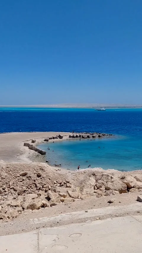 Hurghada, Egypt - March 27 2026: lagoon in Hurghada Stock Footage 335960275