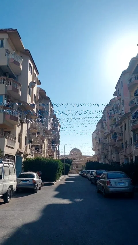 Hurghada, Egypt - March 6 2026: a quiet residential street Stock Footage 336191708