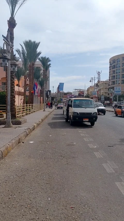 Hurghada, Egypt - May 16 2026: a central street Stock Footage 336187591