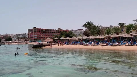 Hurghada, Egypt - May 17 2026: holiday resort beach Stock Footage 336247230