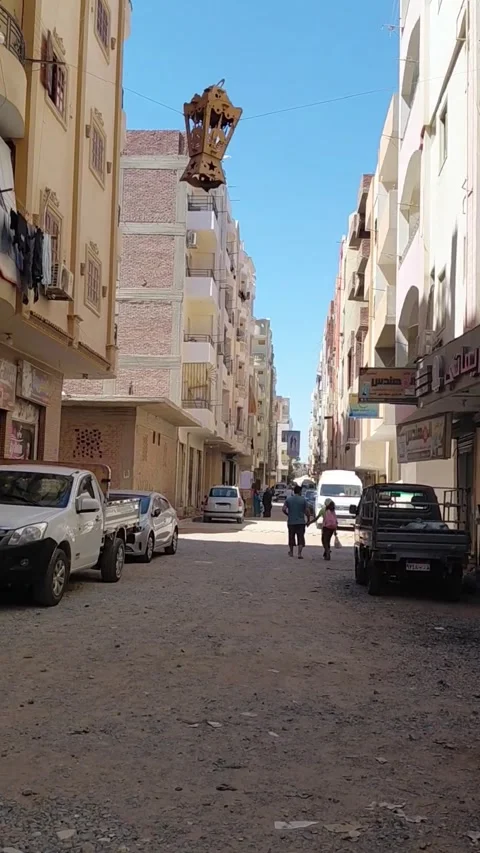 Hurghada, Egypt - October 2 2025: a typical residential street in Hurghada Stock Footage 336306496