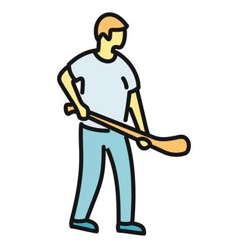 Hurling player preparing to strike sliotar Stock Illustration