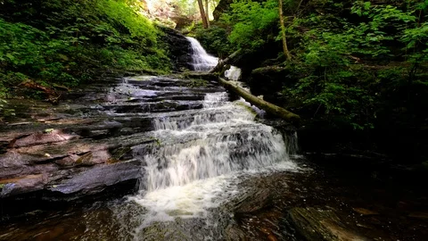 Huron Falls, Ricketts Glen State Park, Pennsylvania Stock Footage 91597668