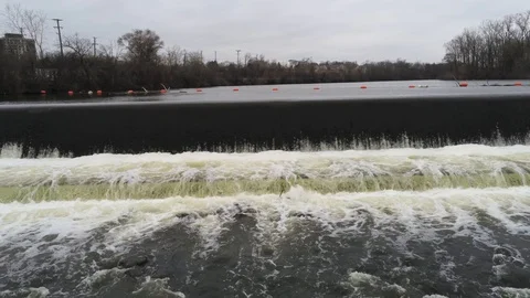Huron River Dam Waterfall Stock Footage 106580253