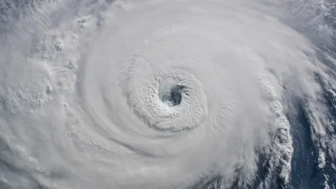 Hurrican eye satellite view Stock Footage