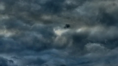 Hurricane approaching. Black clouds fly fast across the sky. Bad weather. Stock Footage 116342426