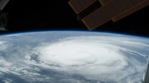 Hurricane Arthur from space slow panning left Video stock 240969317