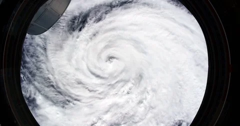Hurricane Arthur View From ISS Space Station Animation Spinning, 4K Stock Footage 75233953