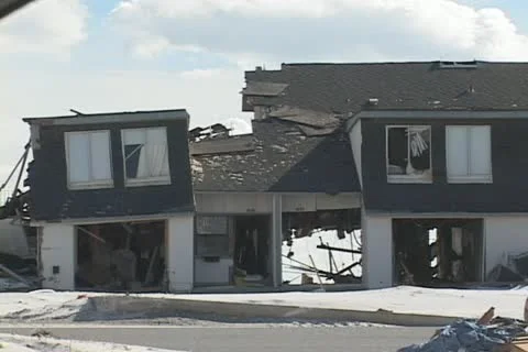 Hurricane beach homes destroyed  Stock Footage 12575485