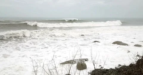 Hurricane in beach wave storm storms above cloud Vídeo Stock 334646643
