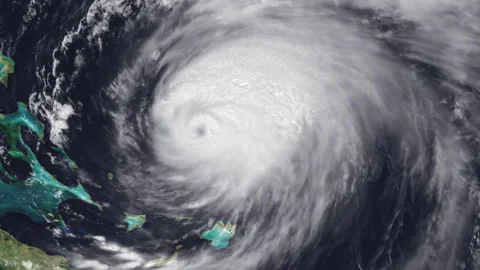 Hurricane Bonnie (1998) view from outer space hurricane turning Video stock 237416955