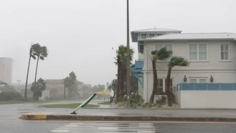 Hurricane Buffets Coastal Town Video stock 103292082