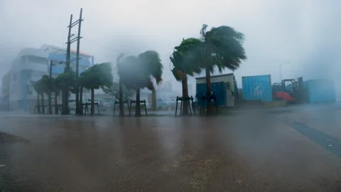 Hurricane Cam Strong Wind And Heavy Rain In Storm Stock Footage 230368058