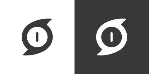 Hurricane. Category one. First rate. Isolated icon on black and white backgro Stock Illustration