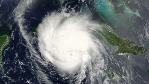 Hurricane Charley 2004 massive storm rotating in the ocean slow zoom in Stock Footage 236602465
