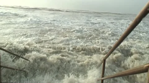 Hurricane comes ashore Stock Footage 12573983