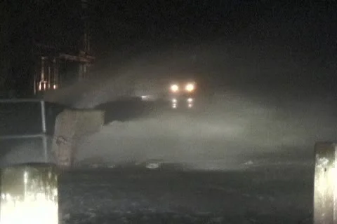 Hurricane comes ashore Stock Footage 12692458