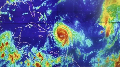 Hurricane coming to Puerto Rico -  Weather map Stock Footage