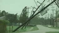 Hurricane Damage Downed Power Poles Wires Stock Footage
