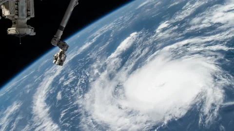 Hurricane Danny in 2015 view from space ISS massive storm from outer space Video stock 237852528
