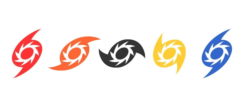 Hurricane disaster symbol design in set. Illustration for information, educ.. Stock Illustration