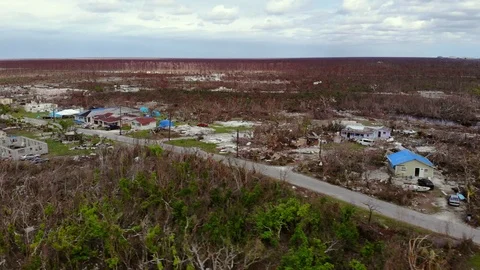 Hurricane Dorian Destruction in High Rock, Grand Bahama, Bahamas Stock Footage 125960439