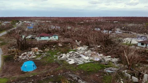 Hurricane Dorian Destruction in High Rock, Grand Bahama, Bahamas Stock Footage 125960464