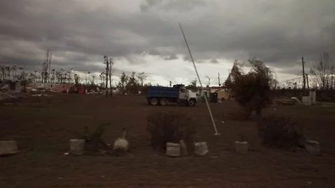 Hurricane Dorian Destruction in High Rock, Grand Bahama, Bahamas Stock Footage 125960484