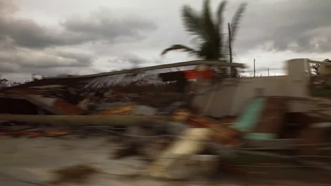 Hurricane Dorian Destruction in High Rock, Grand Bahama, Bahamas Stock Footage 125960491