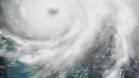Hurricane Dorian over land causing destruction close up panning up Stock Footage 150988599