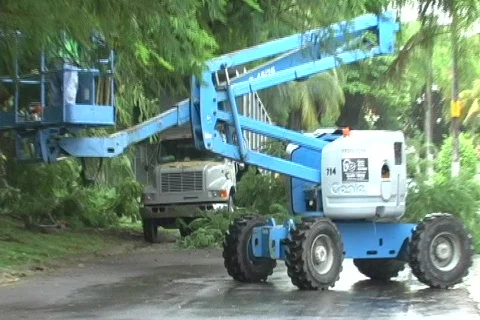 Hurricane Earl - Crew Removing Fallen Trees and Branches Video stock 832936