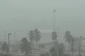 Hurricane Earl - Jetliner moving on runway under torrential rains w audio Footage