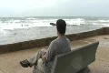 Hurricane Earl - Man looking at the sea after the storm Footage