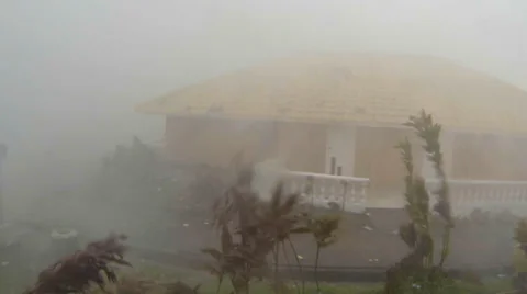 Hurricane Extreme Wind crashing debris Stock Footage 33869433