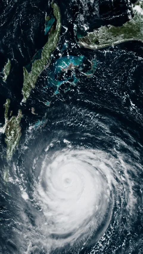 Hurricane eye rotating on the sea view from satellite Stock Footage 260640268