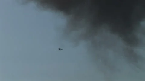 Hurricane fighter plane flies through smoke 3 separate shots Stock-Footage 41897131