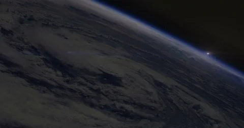 Hurricane Gladys Roaring on Earth View From Space Sunrise Flare, 4K Stock Footage 75981401