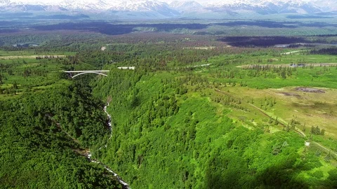 Hurricane Gulch Bridge in Alaska Stock Footage 117420959