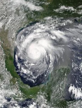 Hurricane Harvey viewed from space. Elements of this image are furnished b... Foto stock