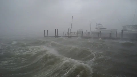 Hurricane Harvey wind waves rain Stock Footage 79622935