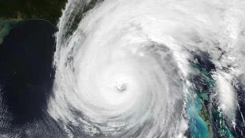 Hurricane Ian making landfall close up panning down massive storm Stock Footage 236341086