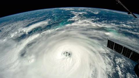 Hurricane Ian view from outer space from the ISS in 2022 Stock Footage 236281616