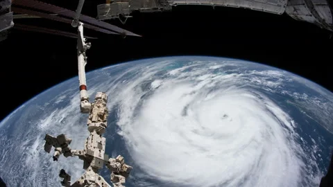 Hurricane Ida rapidly intensifying in the Gulf of Mexico as seen from space Stock Footage 237234962