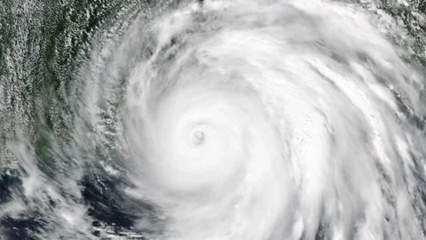 Hurricane Ida shortly after landfall maintaining its strength land from space Stock Footage 237235612