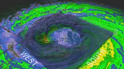 Hurricane Ike Eye 3D Radar Stock Footage
