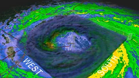 Hurricane Ike Eye 3D Radar Stock Illustration