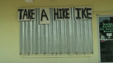 Hurricane Ike sign Stock Footage 12574272