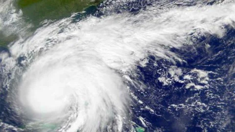 Hurricane Irene 1999 view from outer space hitting the East Coast Florida Stock Footage 236599175