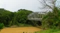 Hurricane Irene Aftermath Truss Steel Bridge and Muddy River Water HD Footage